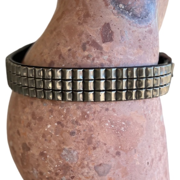Y2K Black Manmade Grunge Style Leather Studded Belt - Picture 3 of 10